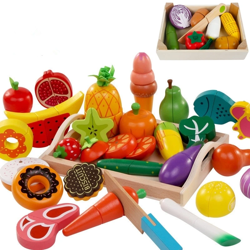 Kitchen Appliances Toys - DIY Cute Wooden Cutting Fruit Vegetable