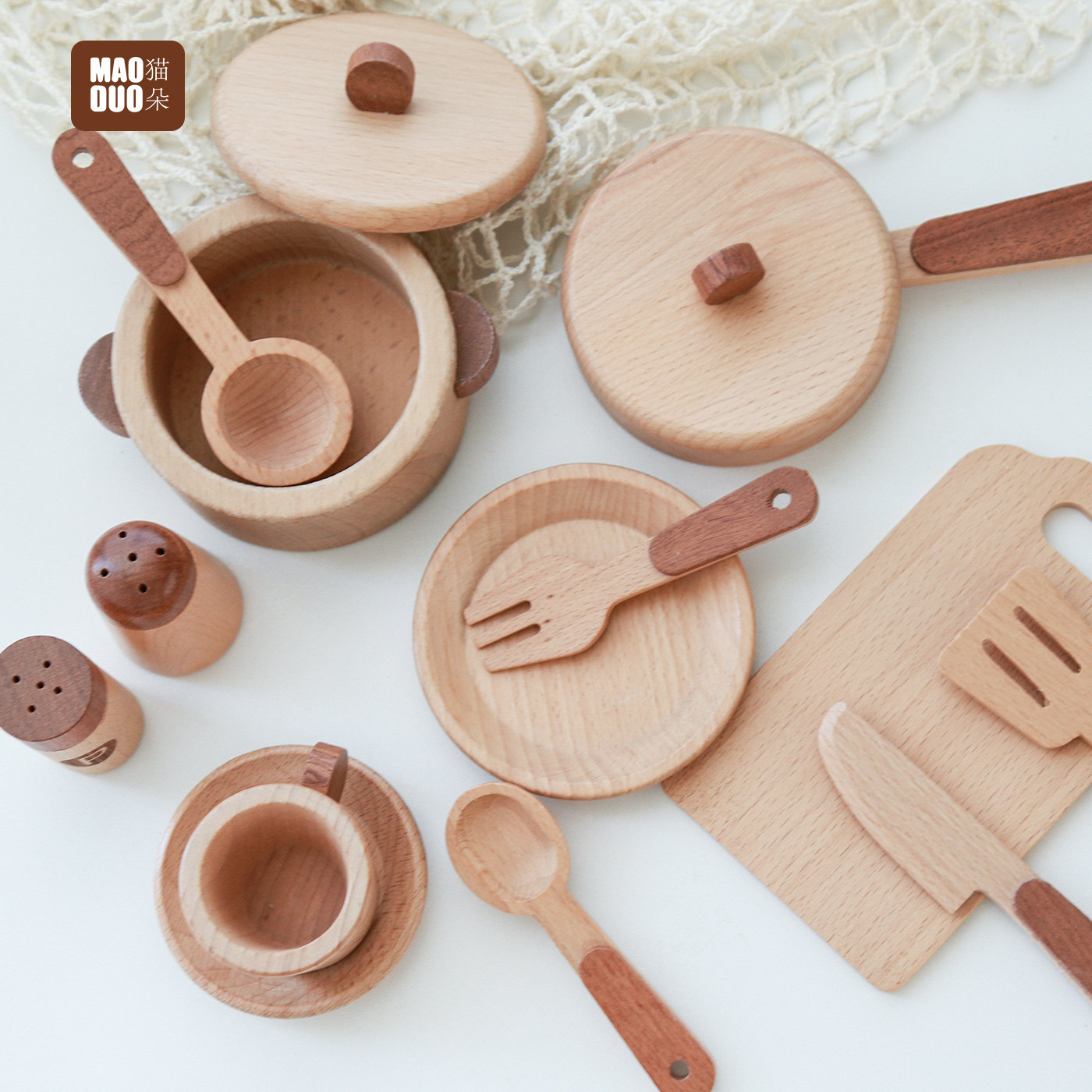 Maoduo Toys Beech Wooden Kids  - Kitchen Appliances Set recension och pris